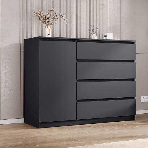 Комод ВЕГА Люкс 1Д-4Я Графит