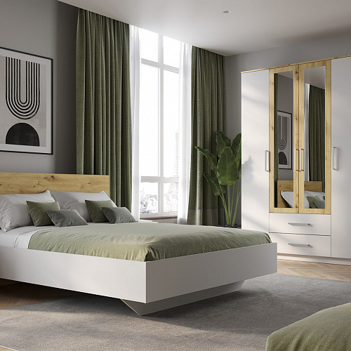 Спальный гарнитур НК Бланка Белый/дуб Артизан