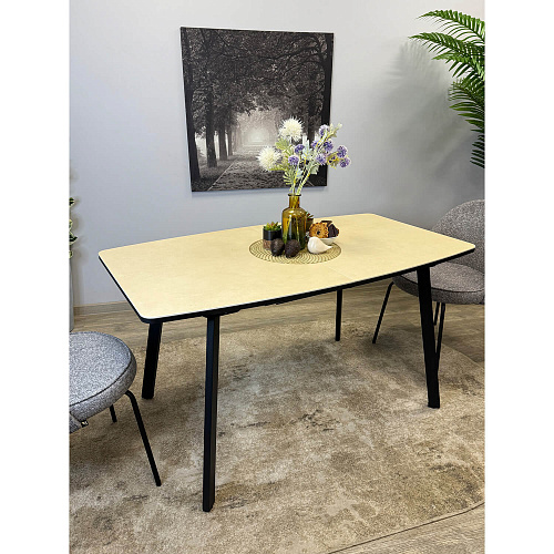 Стол обеденный Kenner AK1400 черный/керамика OKARA LIGHT YELLOW