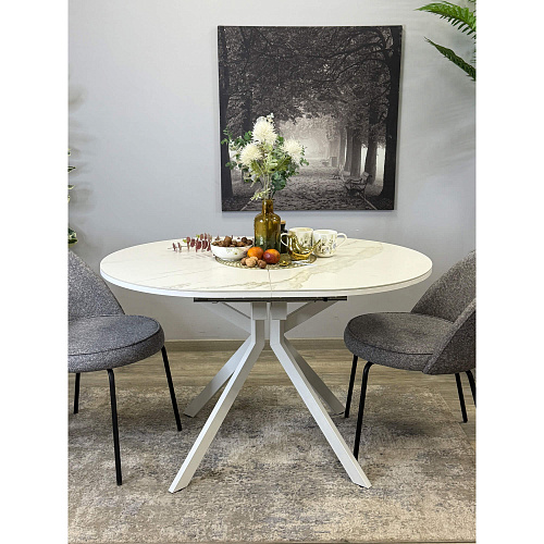 Стол обеденный Kenner DO1200 белый/керамика мрамор белый