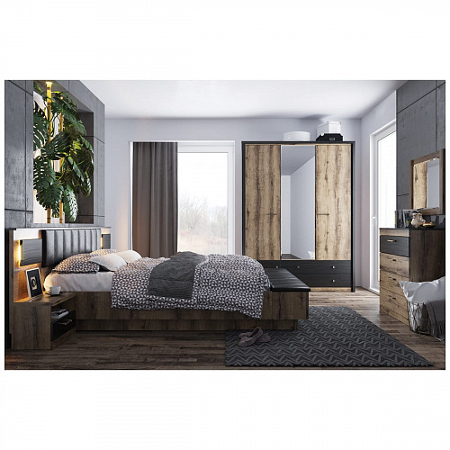 Кровать с подъемным механизмом JAGGER 160М Дуб монастырский/Черный