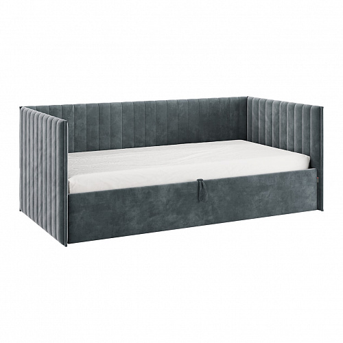 Кровать с подъемным механизмом Твикс (Софа) 90х200 графит (велюр)