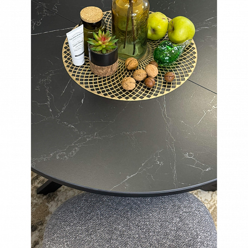 Стол обеденный Kenner R900 черный/керамика мрамор черный