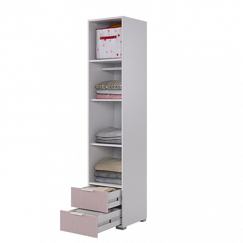 Шкаф однодверный Зефир 107.01 белое дерево/пудра розовая (эмаль)