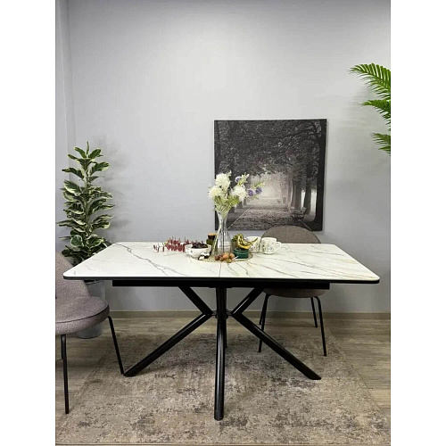 Стол обеденный Kenner DM1550 черный/керамика мрамор золотой