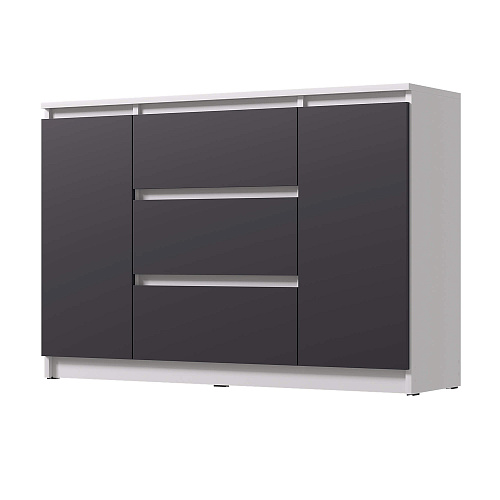 Комод ВЕГА 2Д-3Я Белый гладкий/Графит