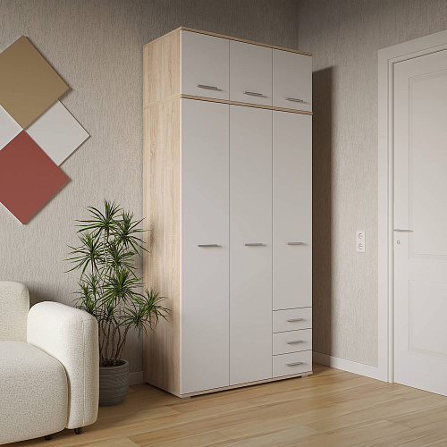 Антресоль НК FUN 3Д Дуб сонома/Белый