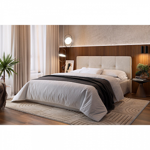 Кровать Веста 160х200 крем (велюр)