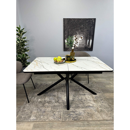 Стол обеденный Kenner DM1400 черный/керамика мрамор золотой