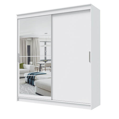 Шкаф-купе ГРАНД 1 2,0 Белый гладкий/Зеркало/Белый гладкий ЛДСП