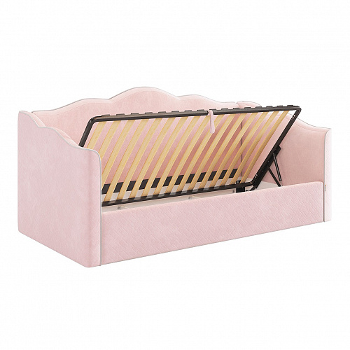 Кровать-софа Лея К1 90х200 нежно-розовый (велюр)/галька (велюр)