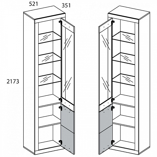 Шкаф-витрина 1D1V OSKAR дуб Санремо