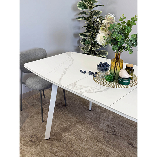 Стол обеденный Kenner AK1400 белый/керамика GLORIA WHITE