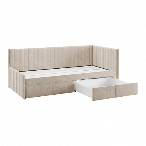 Кровать с ящиками Твикс (Софа) 90х200 капучино (велюр)