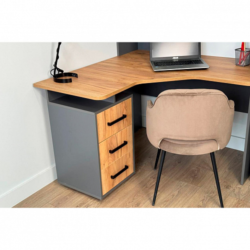 Стол компьютерный Лайт-2 1200 угловой графит/дуб крафт золотой