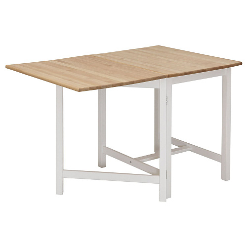 Стол раскладной большой ИДЕЯ массив Бесцветный (Лак)/СНЕГ