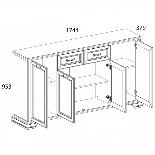 Комод 4D1S MONAKO Сосна винтаж/дуб анкона