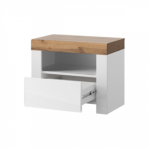 Тумба прикроватная TAURUS 1SN Белый/Дуб вотан