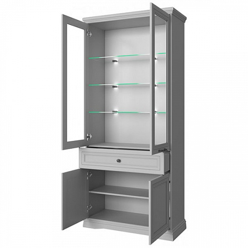 Шкаф с витриной VALENCIA 2V2D1S Н Серый