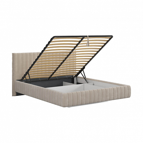 Кровать с подъемным механизмом Твикс 160х200 крем (велюр)