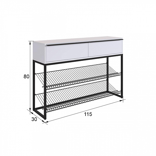 Обувница Крафт 2 черный муар/белый
