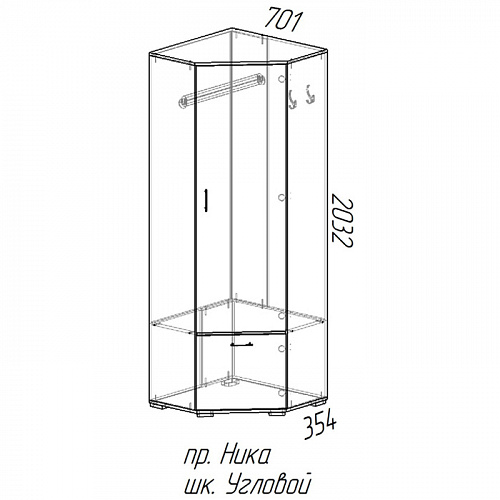 Шкаф угловой шу701 НИКА Ясень шимо