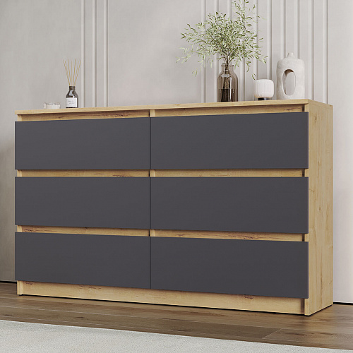 Комод ВЕГА 6Я Дуб Вотан/Графит