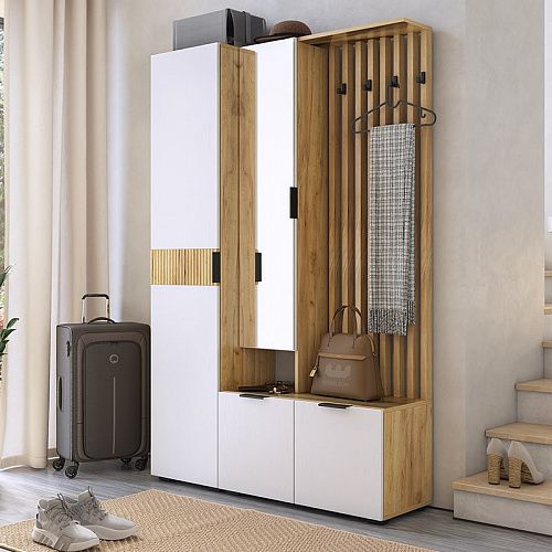 Шкаф однодверный Бери дуб крафт золотой/белое дерево