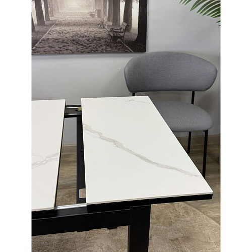 Стол обеденный Kenner LK900 черный/керамика GLORIA WHITE