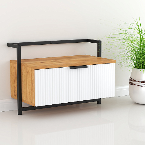 Тумба прикроватная навесная лофт DQ SITI дуб вотан/белый