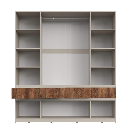 Шкаф НК PIANO 4-х створчатый с зеркалом Кашемир/Каштан