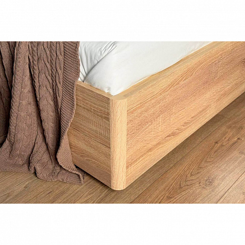 Кровать с подъемным механизмом Юлия 140х200 дуб сонома/белый (плюш)