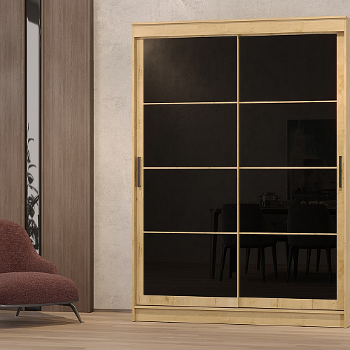 Шкаф-купе ГРАНД 1 1,6 Дуб вотан/Лакобель черный