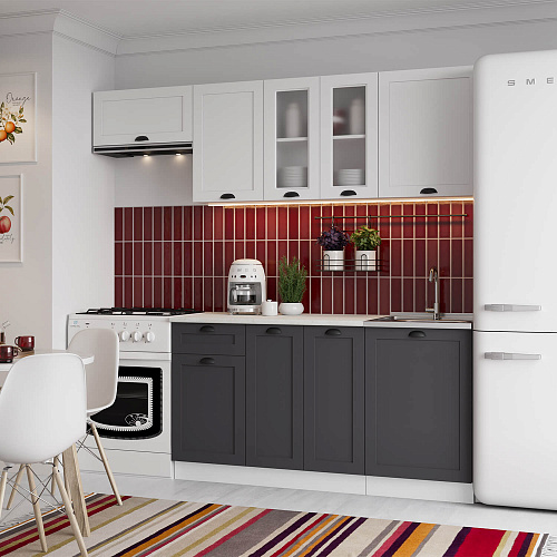 Кухня Хозяюшка Сканди 2,1 Белый софт/Графит софт