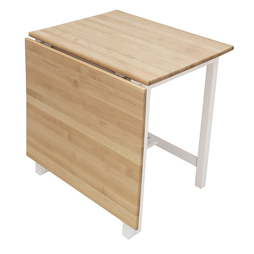 Стол раскладной большой ИДЕЯ массив Бесцветный (Лак)/СНЕГ