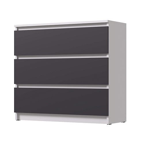 Комод ВЕГА 3Я Белый гладкий/Графит