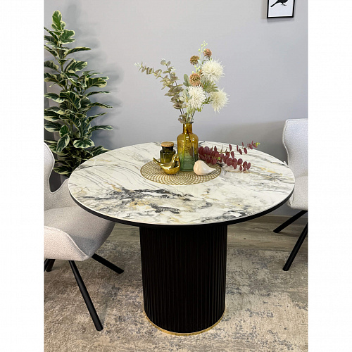 Стол обеденный Kenner LD1000 черный/керамика гранит арктический глянец