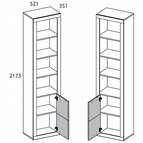 Шкаф открытый 1D OSKAR дуб Санремо
