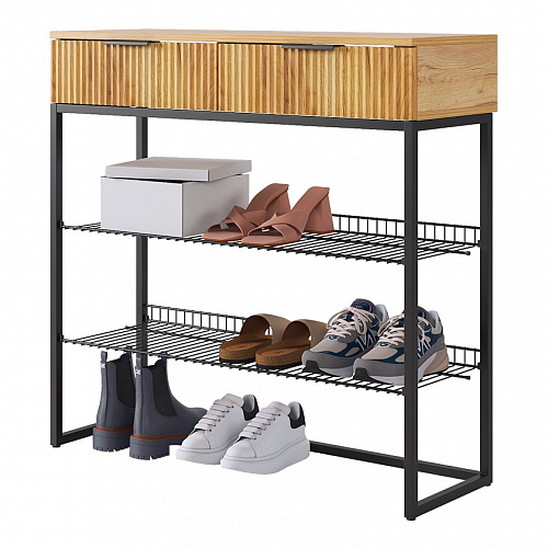 Обувница Классная 1 дуб крафт золотой/черный муар