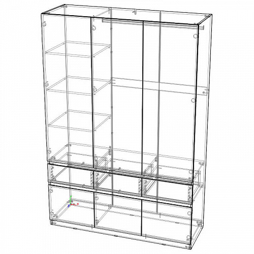 Шкаф НК PIANO 3-х створчатый Кашемир/Каштан