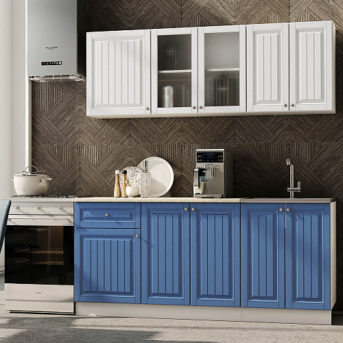 Кухня Хозяюшка 1,8 Акация Белая-Деним