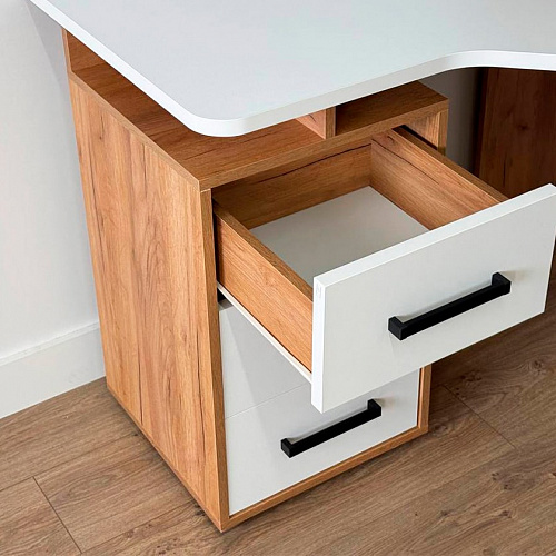 Стол компьютерный Лайт-2 1200 угловой дуб крафт золотой/белый