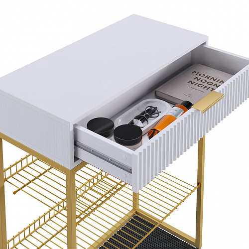 Обувница Вельвет белое дерево/золото