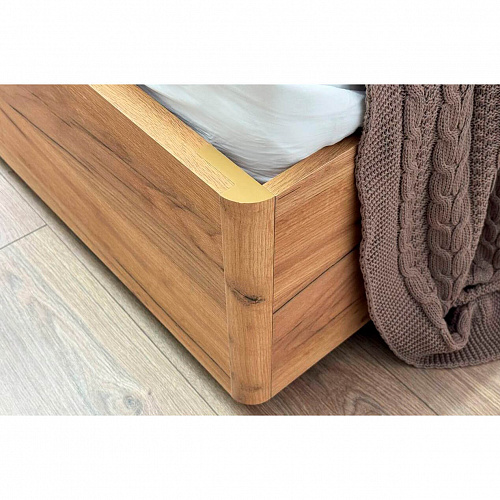 Кровать с подъемным механизмом Юлия 140х200 дуб крафт золотой/белый(плюш)