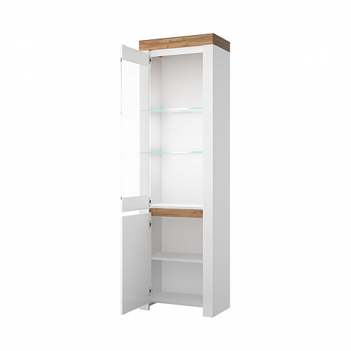 Шкаф с витриной TAURUS 1V1D Белый\Дуб вотан