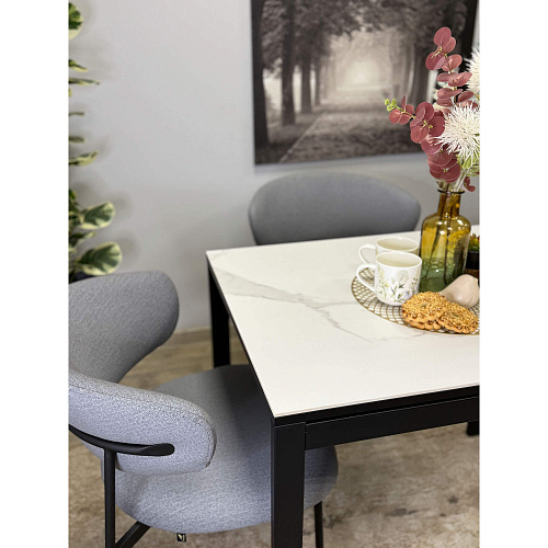 Стол обеденный Kenner LK900 черный/керамика GLORIA WHITE