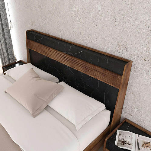 Кровать двуспальная Браун 1600х2000 Таксония/Мрамор Неро маркина 854