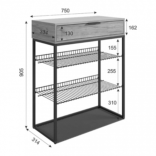 Обувница Краш черный муар/графит