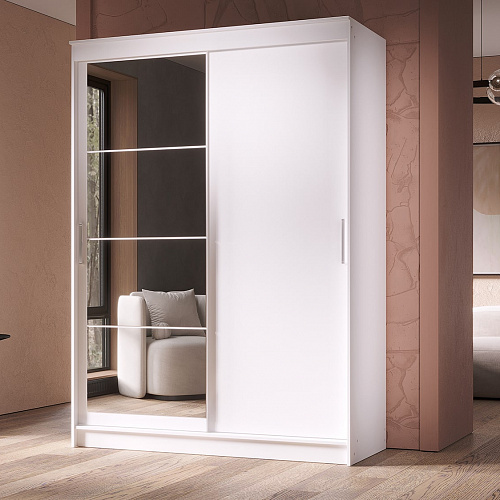 Шкаф-купе ГРАНД 1 1,6 Белый гладкий/Белый гладкий/Зеркало