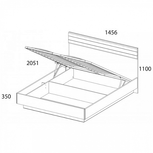 Кровать с подъемным механизмом TAURUS 140В Белый/Дуб вотан